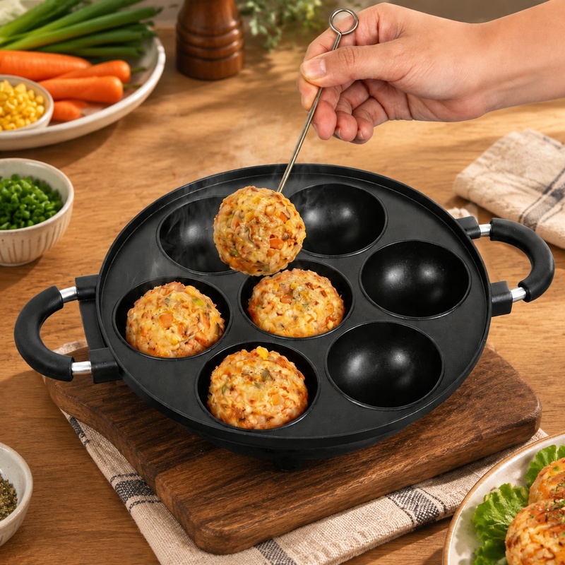 7-Cavity Aluminum Mold for Pan - огляд і ціна Takoyaki Grill Plate