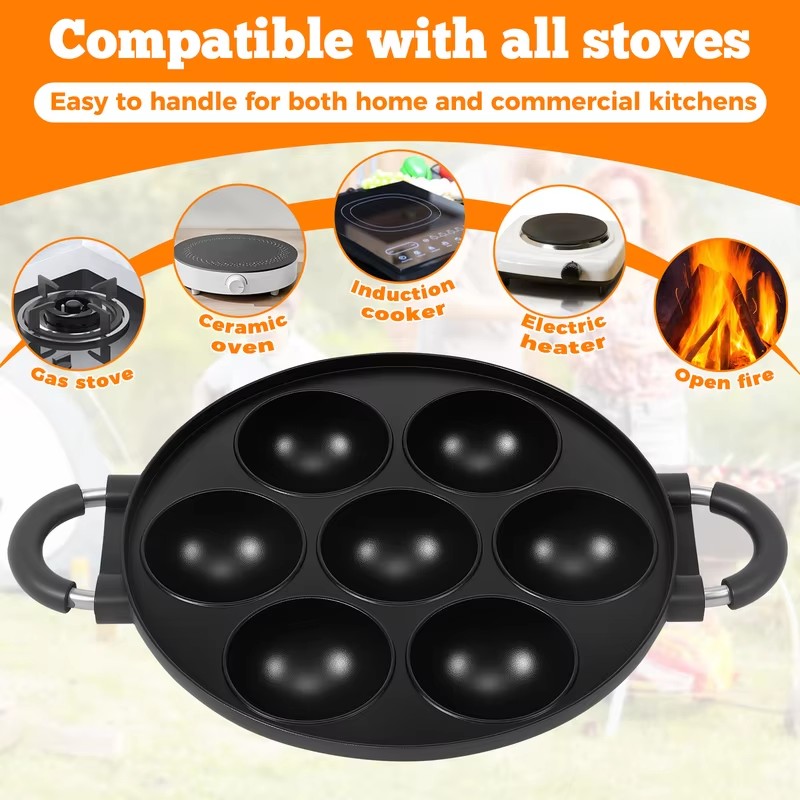 7-Cavity Aluminum Mold for Pan - огляд і ціна Takoyaki Grill Plate